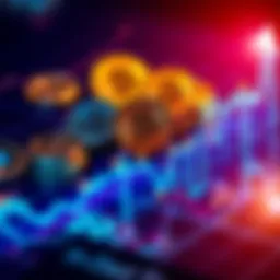 A collection of shiny new cryptocurrency coins on a graph showing upward growth