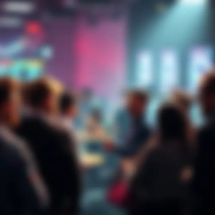 Crypto Community Discussion Group of people discussing trends in cryptocurrency and blockchain technology in a forum setting