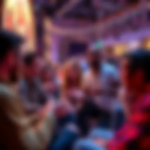 A diverse group of people engaged in a lively discussion about cryptocurrency in a casual setting