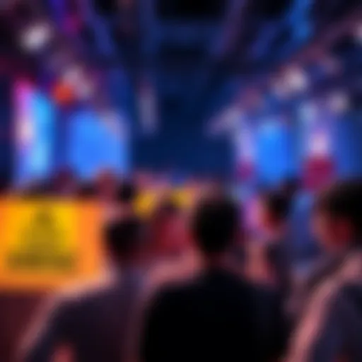 A group of people engaged in a cryptocurrency discussion, showing caution signs and community guidelines.