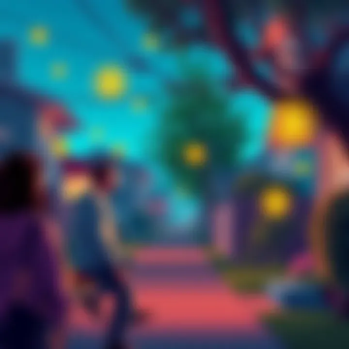 A small group of neighbors talking, with crypto symbols visible in the background, showing a lack of excitement about digital currency.