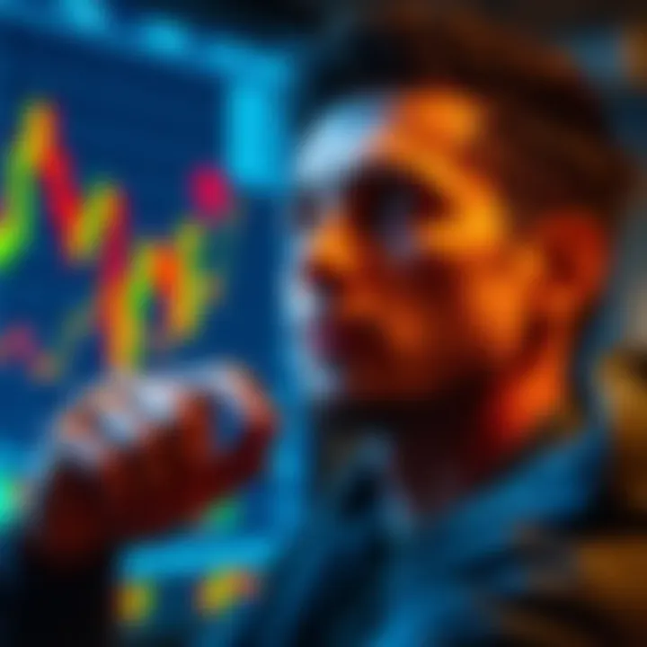 Crypto Enthusiast's Transformation A crypto enthusiast reflecting on their journey, with a thoughtful expression and graphs of cryptocurrency trends in the background.