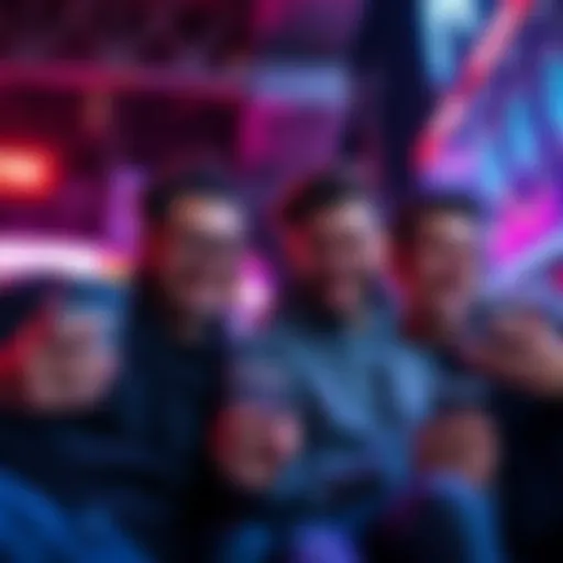 Group of crypto enthusiasts sharing laughter while looking at their phones amidst market fluctuations