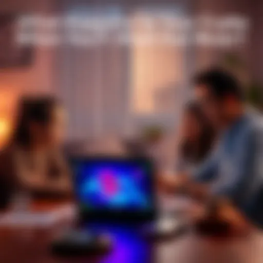 A family discussing cryptocurrency inheritance at a table with digital assets displayed on a laptop