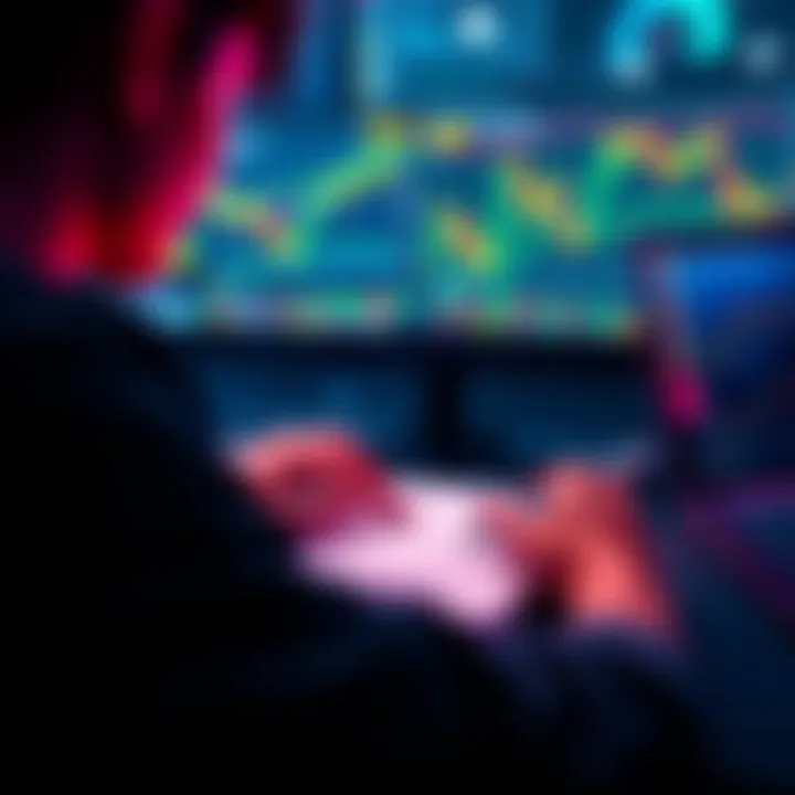 A person looking at a laptop screen displaying cryptocurrency charts, with a notebook and pen nearby, symbolizing research and investment.