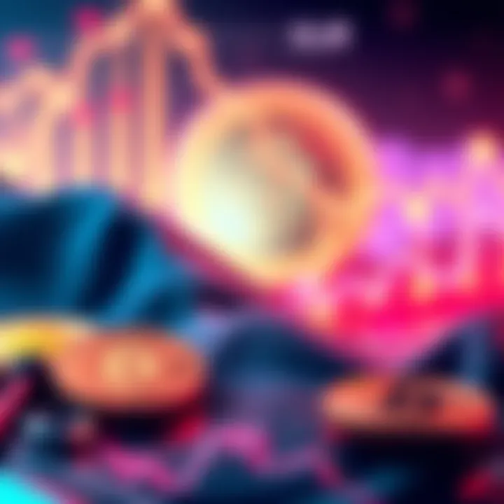 A graphic representation of cryptocurrency investments with symbols of HBAR and XLM, highlighting gains and market trends.