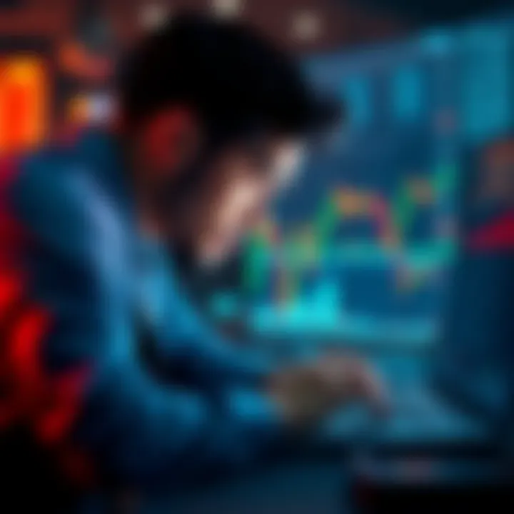 A person looking at a laptop screen with falling altcoin graphs, considering selling low-value cryptocurrencies.