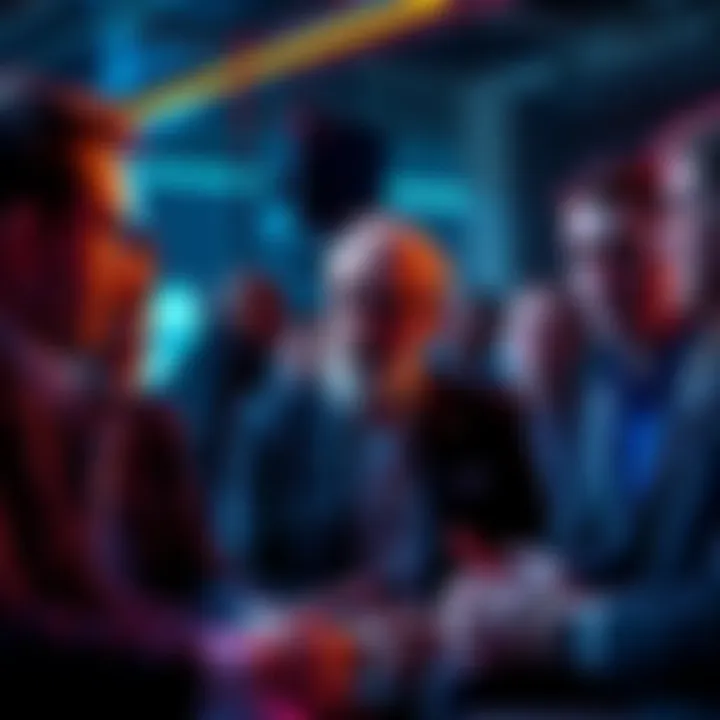 Crypto Investors Discussion Group of crypto investors discussing taxes in California, looking worried about new proposals