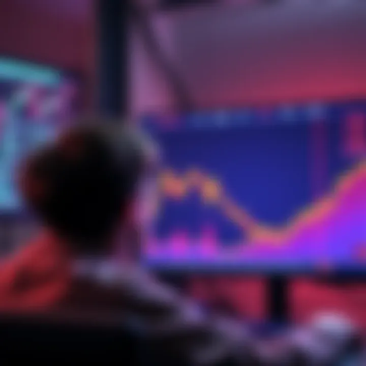 A person looking worried at a computer screen displaying a sharp decline in cryptocurrency prices.