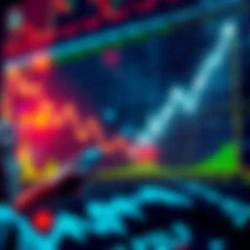 A graph showing a sharp decline in cryptocurrency values with worried investors looking at their phones.