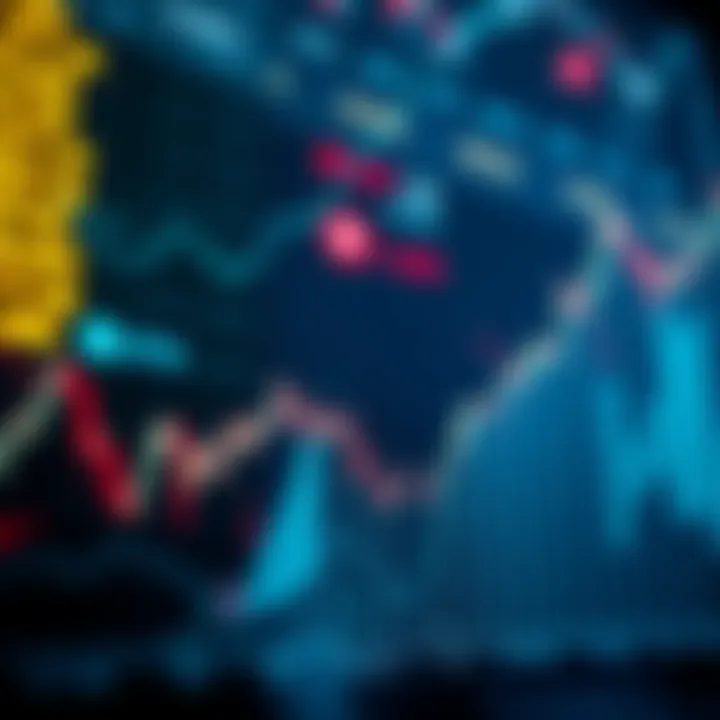 Graph showing a downward trend in cryptocurrency prices with worried investors in the background