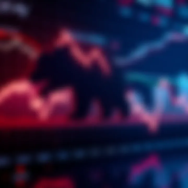 Crypto Market Downturn Graph showing declining trend in cryptocurrency values with a bear symbol representing bearish market sentiment.