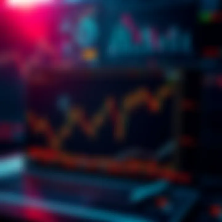 A visual representation of a cryptocurrency market showing downward trends and anxious traders