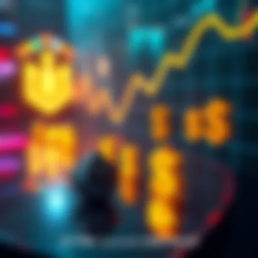 Graphic showing a downward trend in cryptocurrency market values with dollar signs disappearing, symbolizing loss.