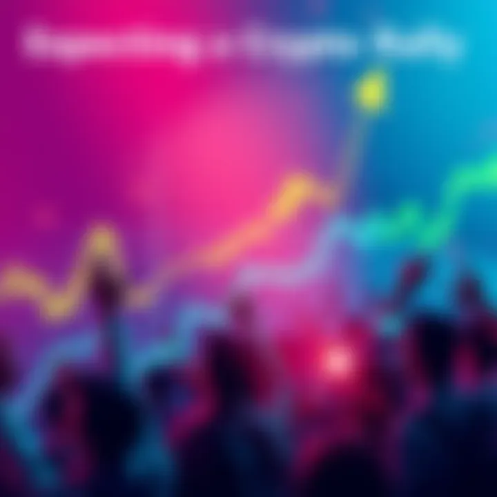 Graph showing rising cryptocurrency prices with a bullish trend line and excited investors