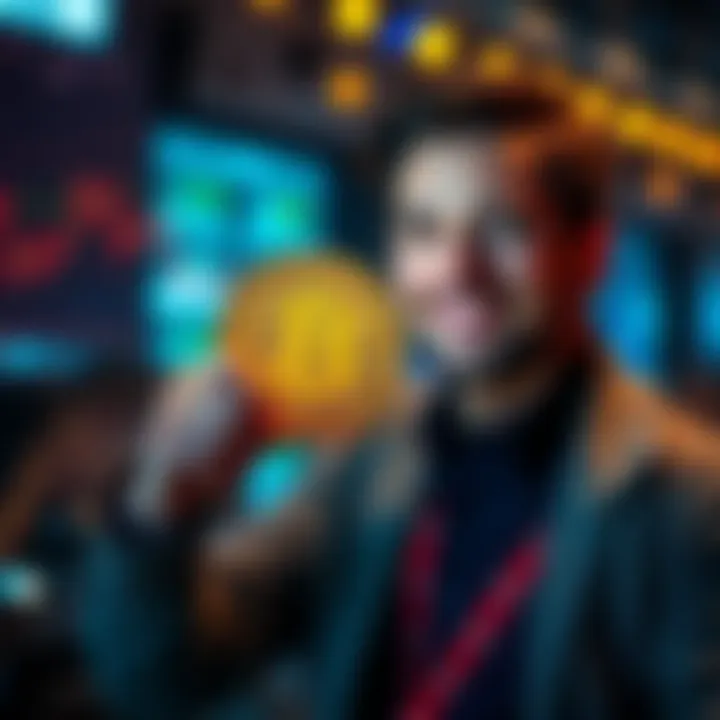 A confident person holding a digital currency symbol with a hopeful expression, representing optimism in the crypto market's future recovery.