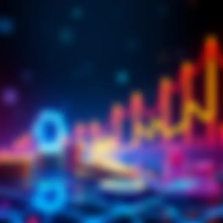 A visual representation of cryptocurrency elements like stablecoins, institutional investments, and tokenized assets with rising graphs in the background.