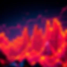 A line graph depicting the fluctuations in cryptocurrency prices over time, highlighting extreme peaks and valleys in the market.