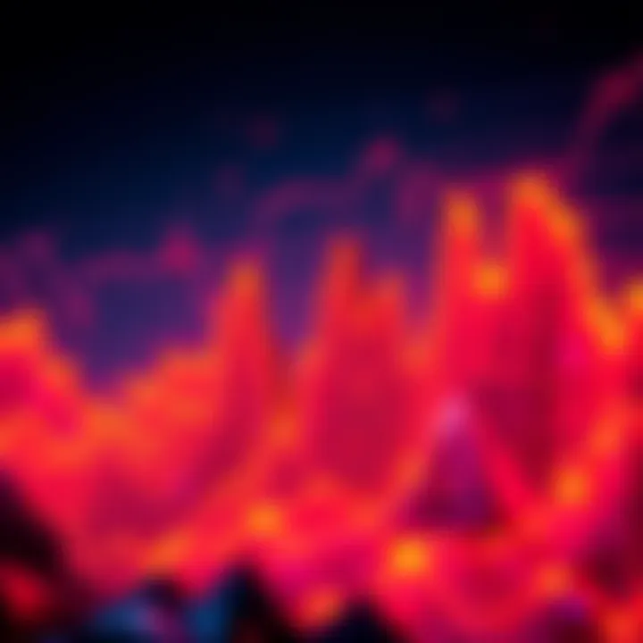 A line graph depicting the fluctuations in cryptocurrency prices over time, highlighting extreme peaks and valleys in the market.