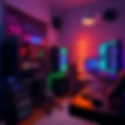 A computer setup with multiple graphics cards, showing a cryptocurrency mining operation in a home office.