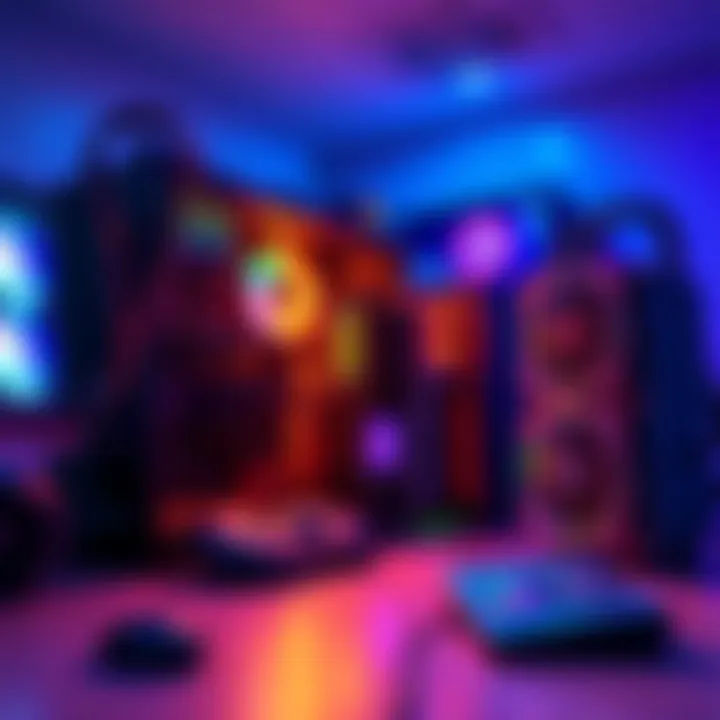Crypto Mining Setup A gaming PC with multiple graphics cards and ASIC miners set up for cryptocurrency mining.