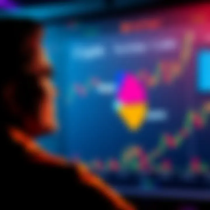 Crypto Portfolio Allocation A person contemplating their investment portfolio with a focus on cryptocurrency and stocks, showing a pie chart with various sections labeled for stocks and crypto.