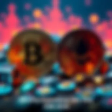 Crypto Portfolio Tips A digital illustration of Bitcoin and Ethereum logos with emerging tokens in the background, symbolizing investment strategies in cryptocurrency for 2026.