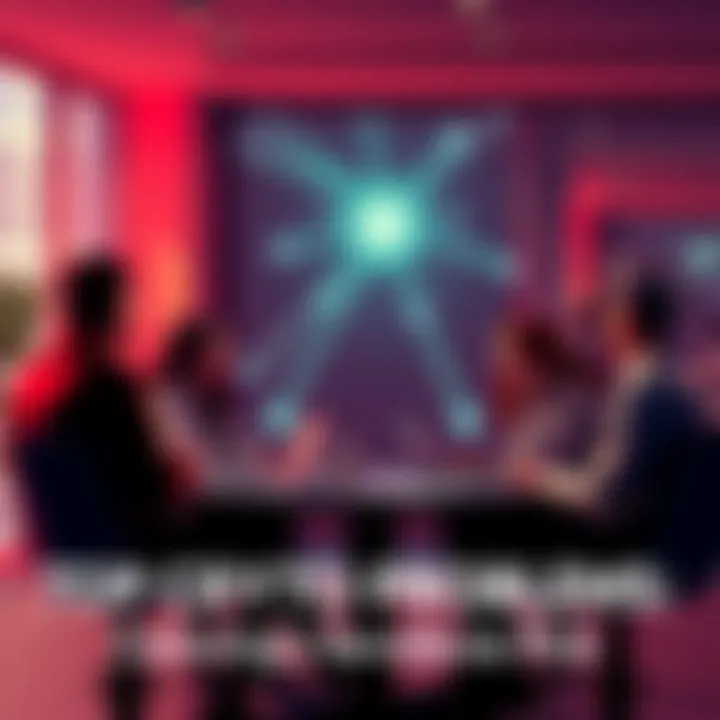 Crypto Problems Discussion A group of people debating over pressing crypto issues like privacy and security in a modern setting.