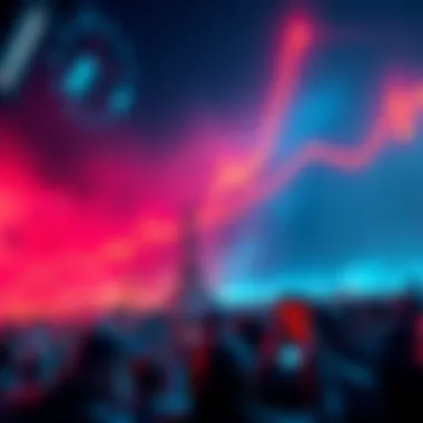 A graph showing a steep rise and fall, symbolizing losses from a crypto pump and dump scheme, with worried investors in the background.