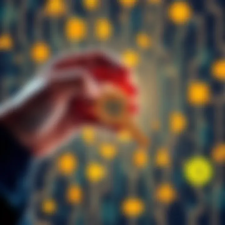 Crypto security key illustration A person holding a digital security key representing personal control over cryptocurrency assets, with a background of digital currency symbols