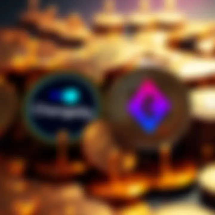 A graphic showing the logos of Changelly and Godex with cryptocurrency coins around them, representing fast and reliable crypto exchanges.