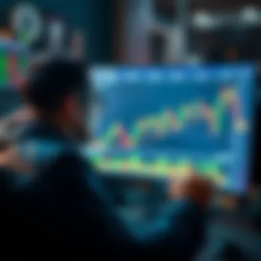 Crypto Trader Looking at Flat Market Chart A crypto trader appears frustrated while staring at a flat market chart on a computer screen, symbolizing the challenges of sideways trading conditions.