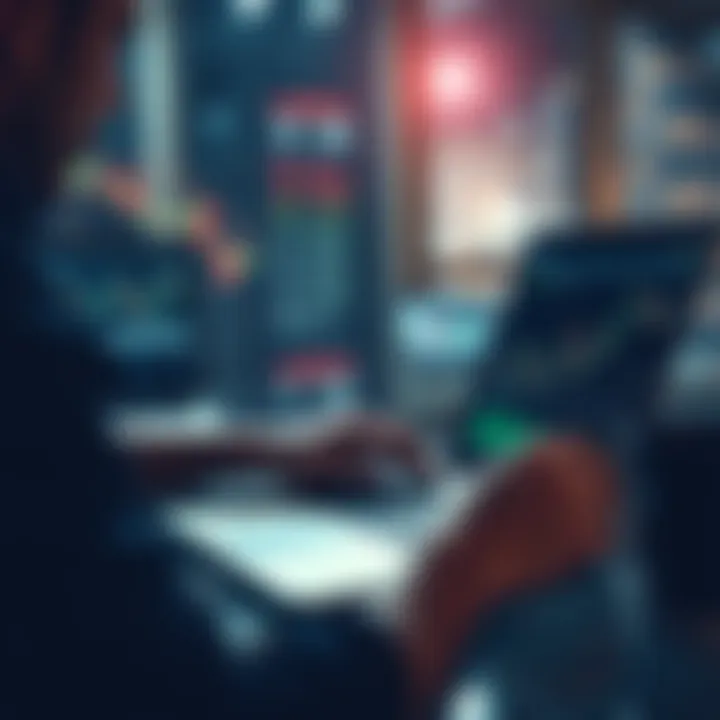Crypto Trading Comeback A person studying charts and graphs on a laptop while researching crypto trading strategies.