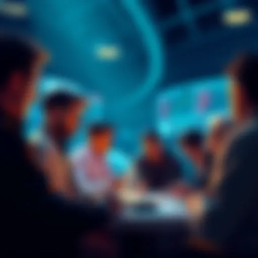 People engaging in a lively discussion about cryptocurrency trading, sharing tips and warnings.