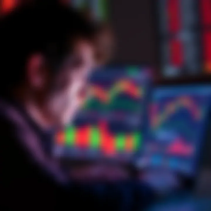 A person looking worried while checking cryptocurrency charts on a laptop, with losing coins displayed on the screen.