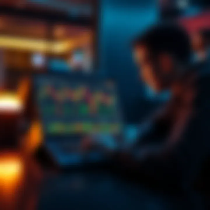 Crypto Trading Strategies A person analyzing cryptocurrency charts on a laptop, looking for trading strategies.