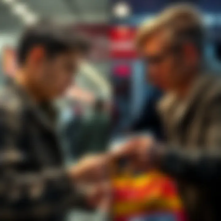 A comparison image showing a person frustrated with a cryptocurrency payment process on one side and another person smoothly using a debit card for a purchase on the other side.