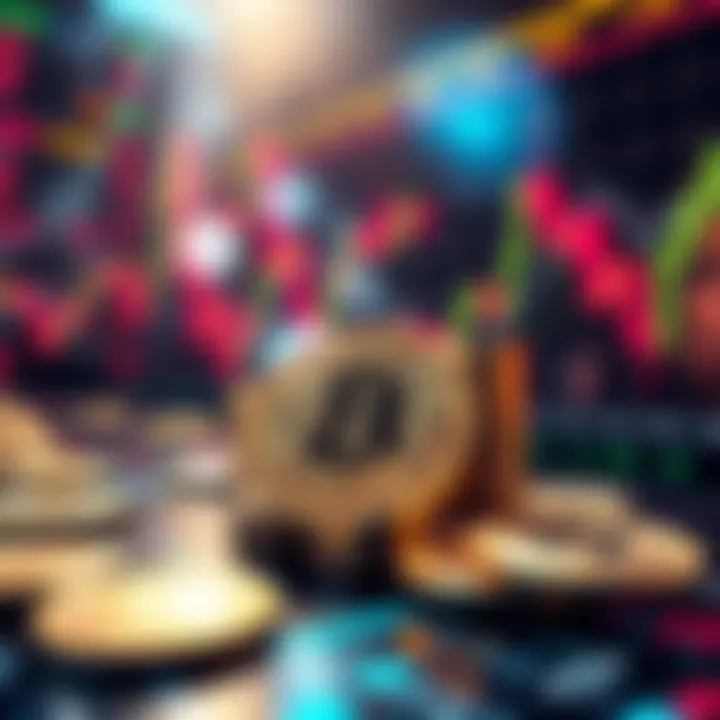 Conceptual illustration of cryptocurrency trading, featuring digital coins and charts reflecting market trends