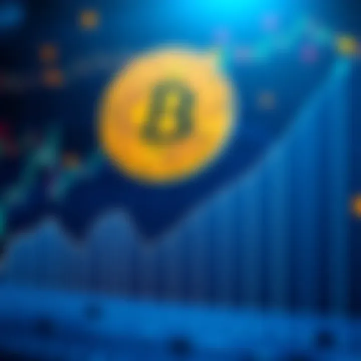 Graph showing cryptocurrency decline A downward trending graph representing the decline in cryptocurrency value with a Bitcoin symbol fading in the background