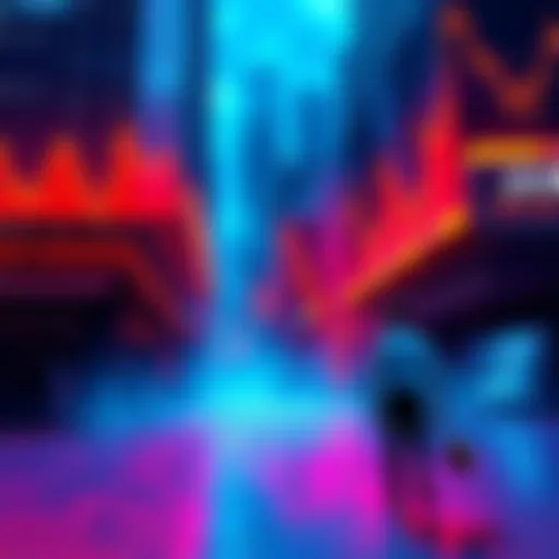 A visual representation of a declining cryptocurrency market with falling charts and worried developers. Retail investors are shown leaving the scene with safer investment options in hand.