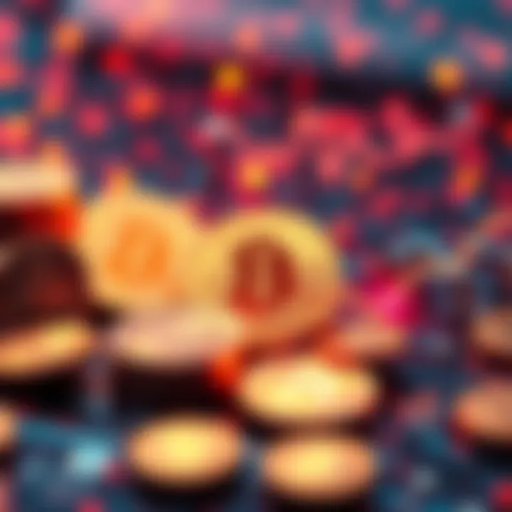 A digital representation of cryptocurrency coins and transaction symbols, illustrating its impact on everyday life.