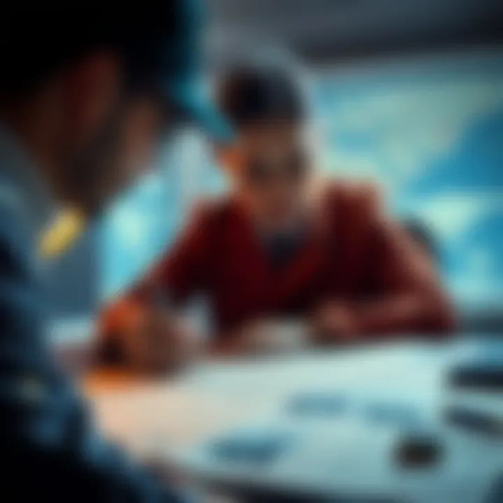 Investigator looking at a map with images of the Cryptoqueen on a desk, symbolizing the ongoing search for her.