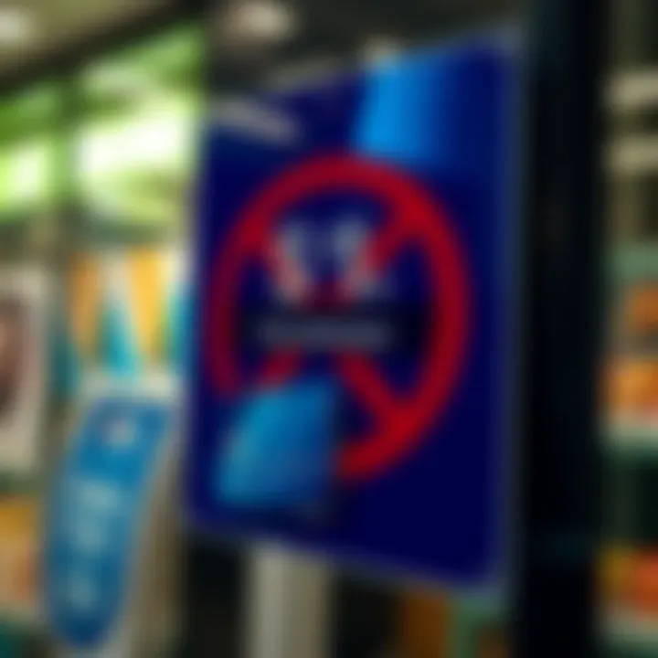 A sign indicating blocked transactions at Boots Pharmacy with a Curve card visible