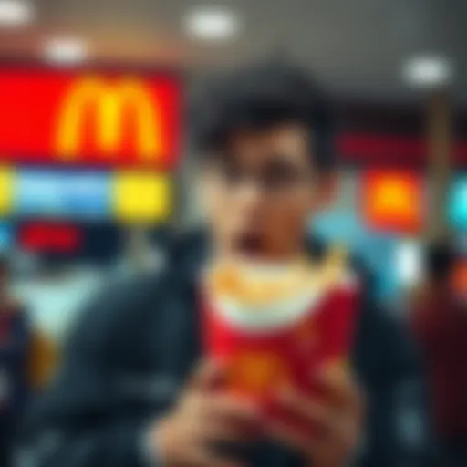 A customer looks shocked while holding an unexpected McDonald's order, with a puzzled expression.