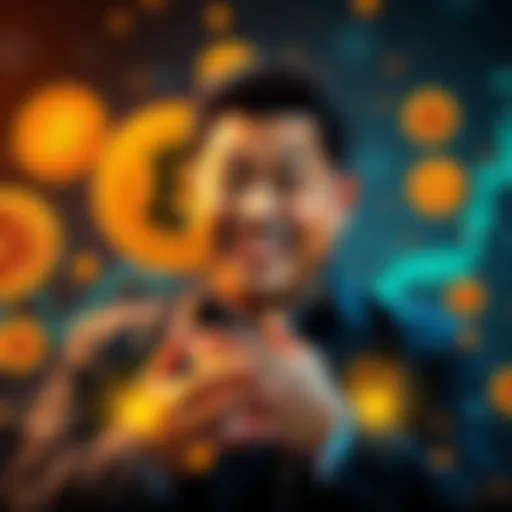 CZ expresses confidence in Bitcoin's future performance, surrounded by Bitcoin logos and charts indicating growth