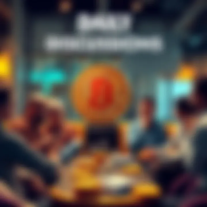 A group of people discussing Bitcoin, sharing insights and asking questions about cryptocurrency in a relaxed setting.