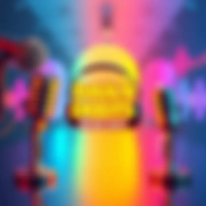 Cover illustration for Daily Doots Podcast featuring microphones and headphones with colorful sound waves