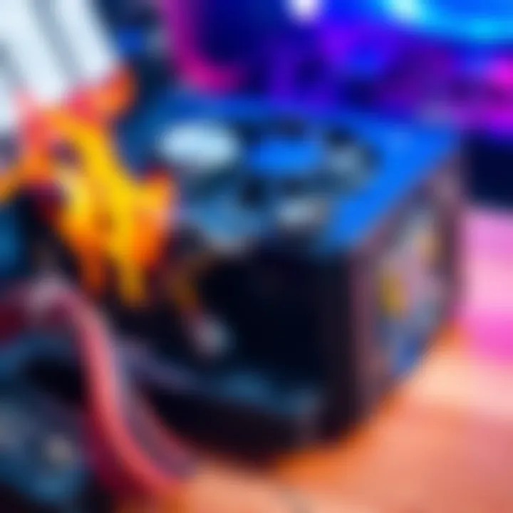 A close-up of a damaged power supply unit with burnt components and wires