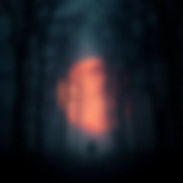 Dark forest with shadowy figures A dark forest filled with mist and shadowy figures, evoking a sense of fear and anxiety.