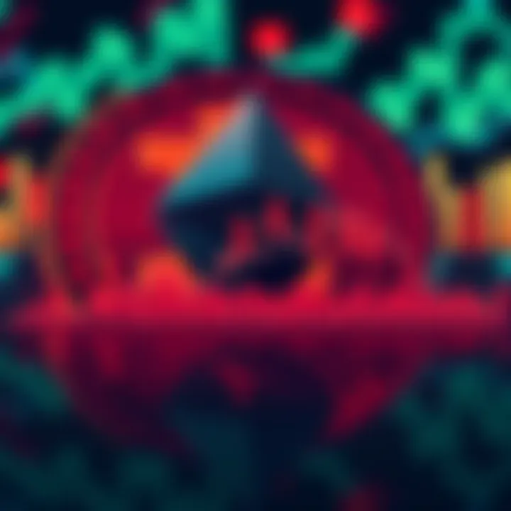 A graph showing a downward trend in Ethereum's spot demand with a backdrop of a digital currency symbol. The image reflects the current pressure in the crypto market.